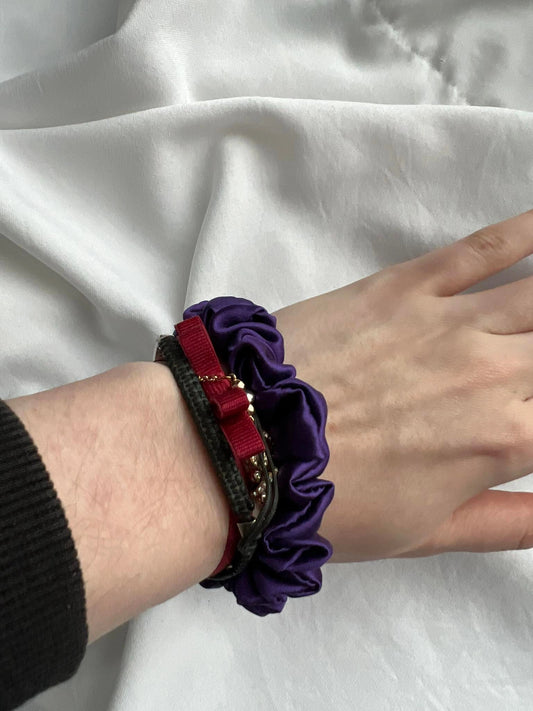 Scrunchie SLIM śliwka Jedwab