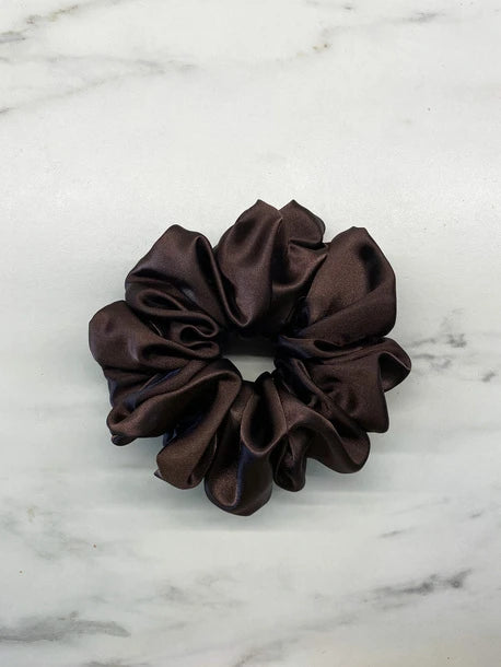 Scrunchie XXL brąz Satyna