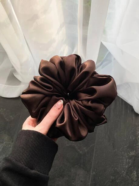 Scrunchie XXL brąz Satyna