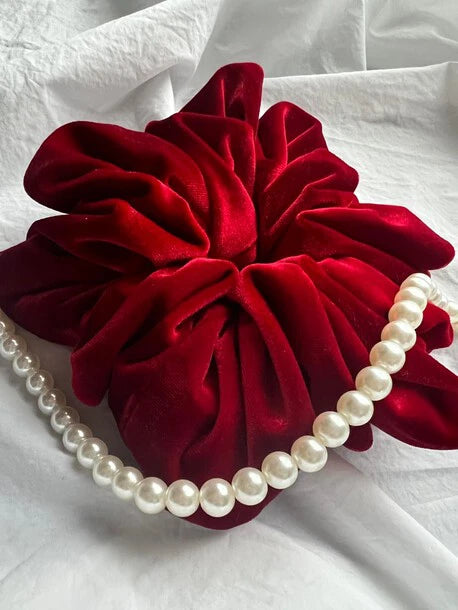 Scrunchie XXL czerwień Satyna