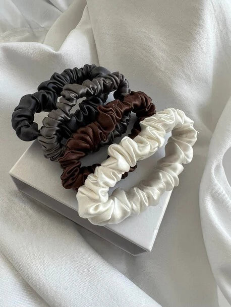 Scrunchie SLIM śmietankowa Jedwab