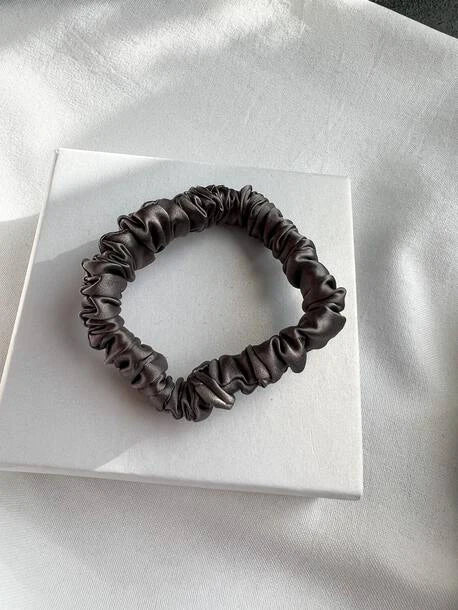Scrunchie SLIM jasny popiel Jedwab