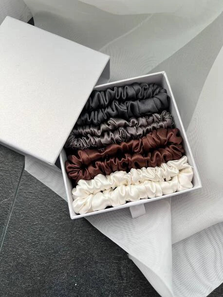 Scrunchie SLIM jasny popiel Jedwab