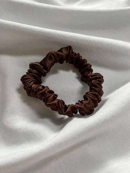 Scrunchie SLIM brąz Satyna