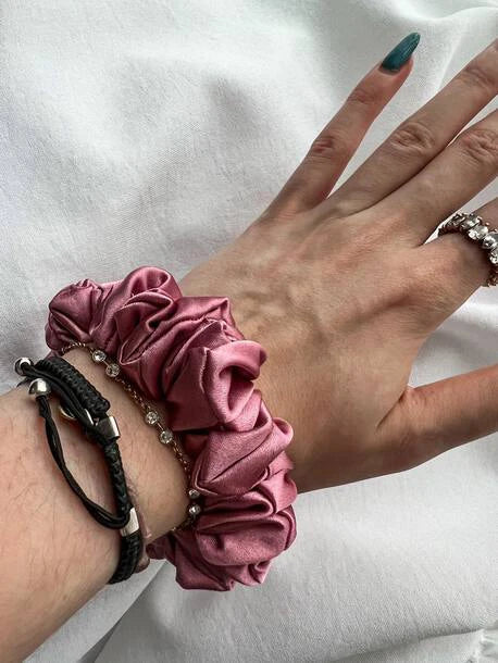 Scrunchie MINI brudny róż Satyna