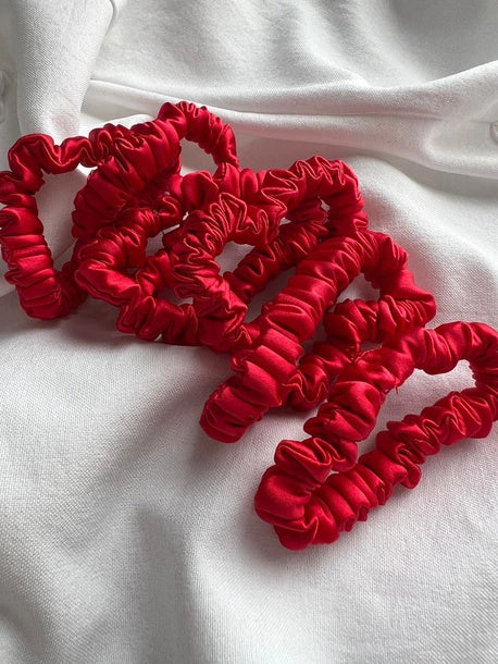 Scrunchie SLIM czerwień Jedwab