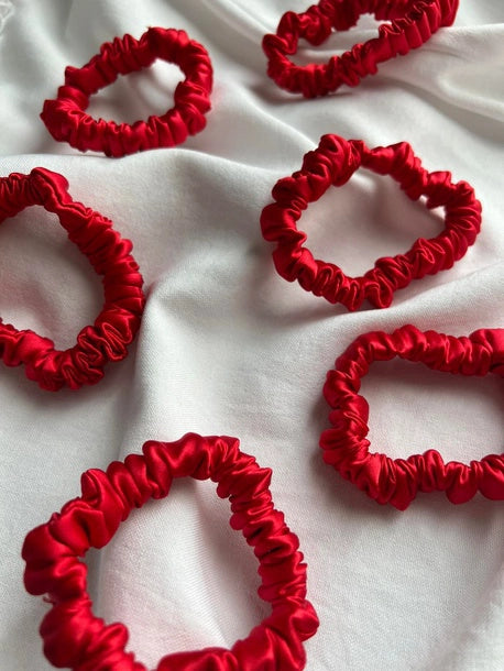 Scrunchie SLIM czerwień Jedwab