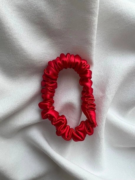 Scrunchie SLIM czerwień Jedwab