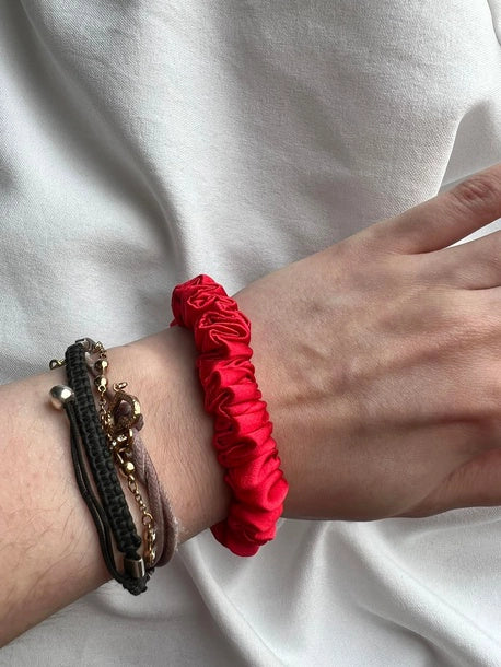 Scrunchie SLIM czerwień Jedwab