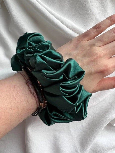 Scrunchie STANDARD butelkowa zieleń Satyna