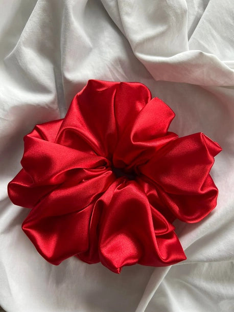 Scrunchie XXL ostra czerwień Satyna