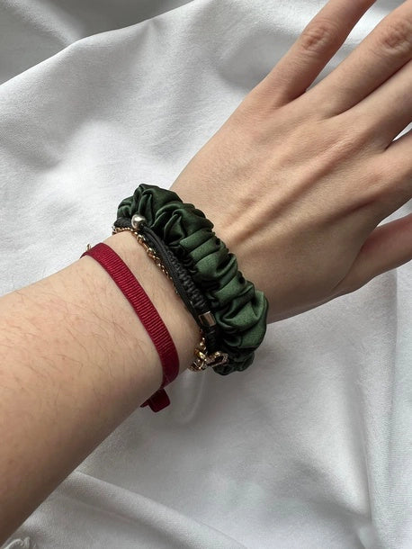 Scrunchie SLIM zieleń Jedwab