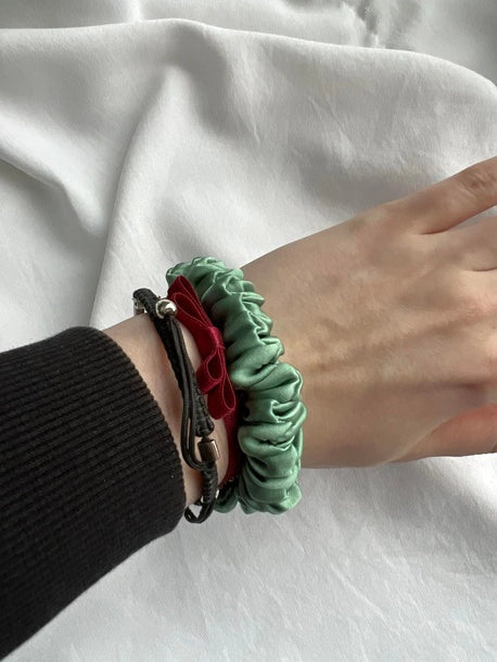 Scrunchie SLIM mięta Jedwab