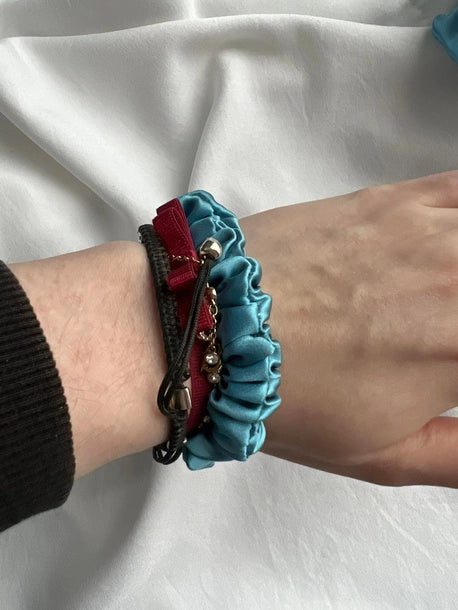 Scrunchie SLIM błękit Jedwab