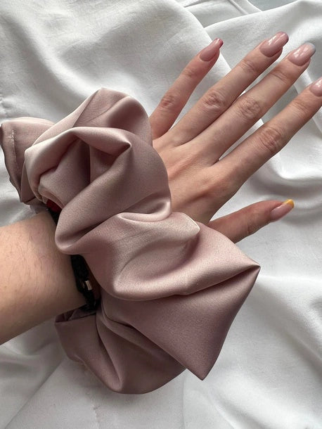 Scrunchie XXL fioletowo-szara Satyna