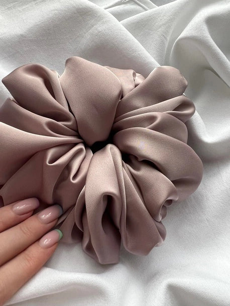 Scrunchie XXL fioletowo-szara Satyna