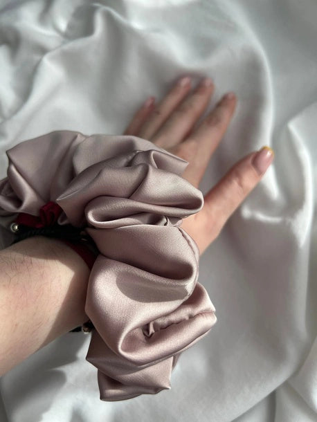 Scrunchie fioletowo-szara Satyna