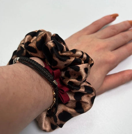 Scrunchie MINI panterka Jedwab