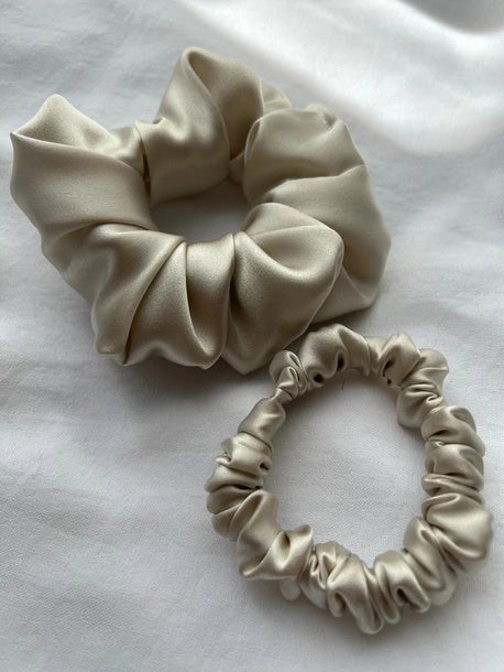 Scrunchie SLIM beż Jedwab