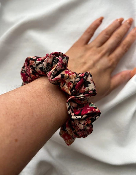 Scrunchie MINI kwiaty Bawełna
